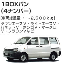1BOXバン(4ナンバー)2500kg